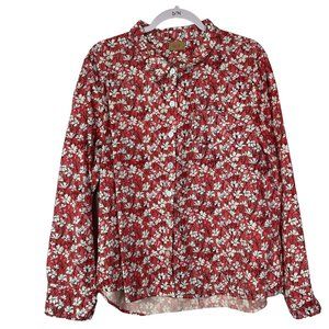 Tulip Top Button Down Floral 100% Cotton Long Sleeve Size‎ Large Boxy